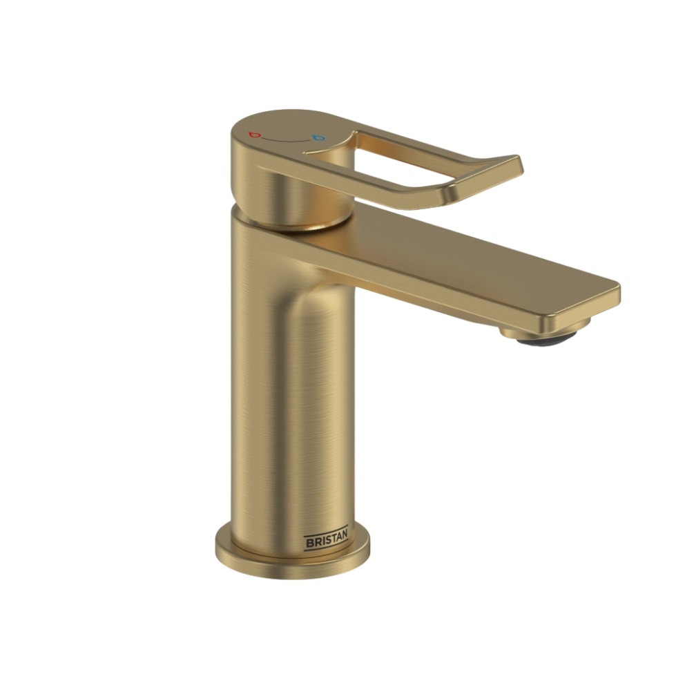 Product cut out image of the Bristan Saffron Brushed Brass Small Basin Mixer Tap